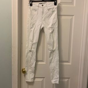 White Hollister ripped Jeans Full Length